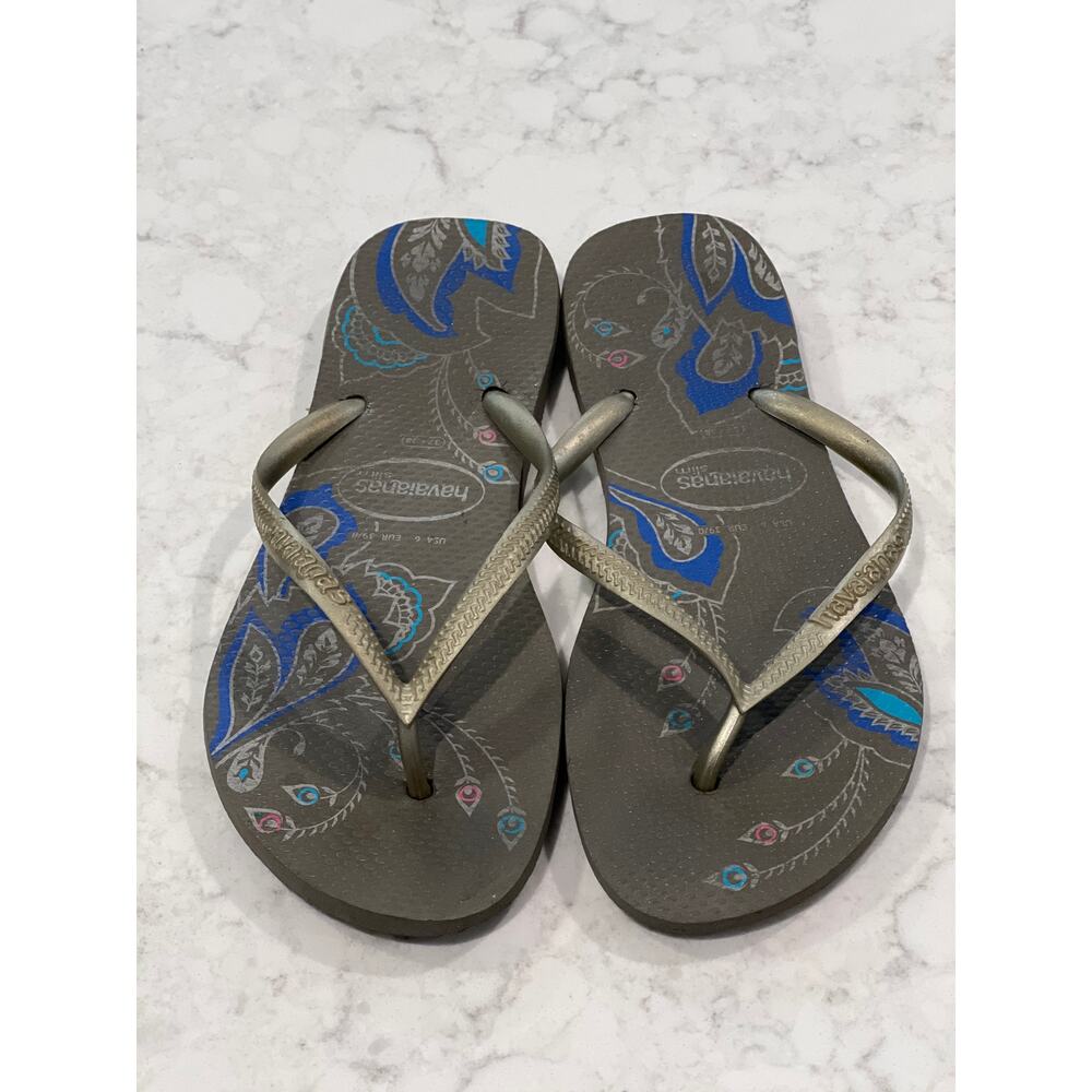 Havaianas Women’s Slim Flip Flops Sandals Size 6 Gray Beach‎ Coastal Resort City